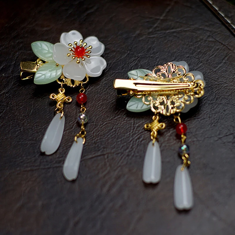 NiuShuya Retro Chinese Hanfu Hairpins Waterdrop Tassel Hairclip Flowers Headpiece Kids Girls Hair Jewelry Accessories | Украшения и