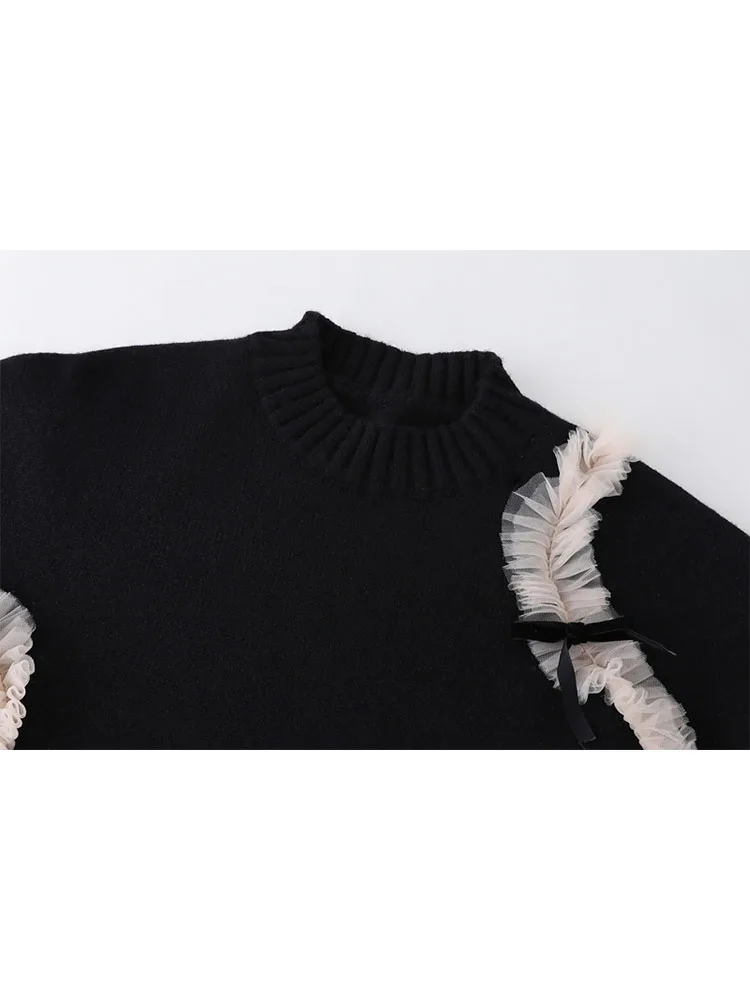 Женский свитер в стиле пэчворк Свободные Повседневные вязаные пуловеры с