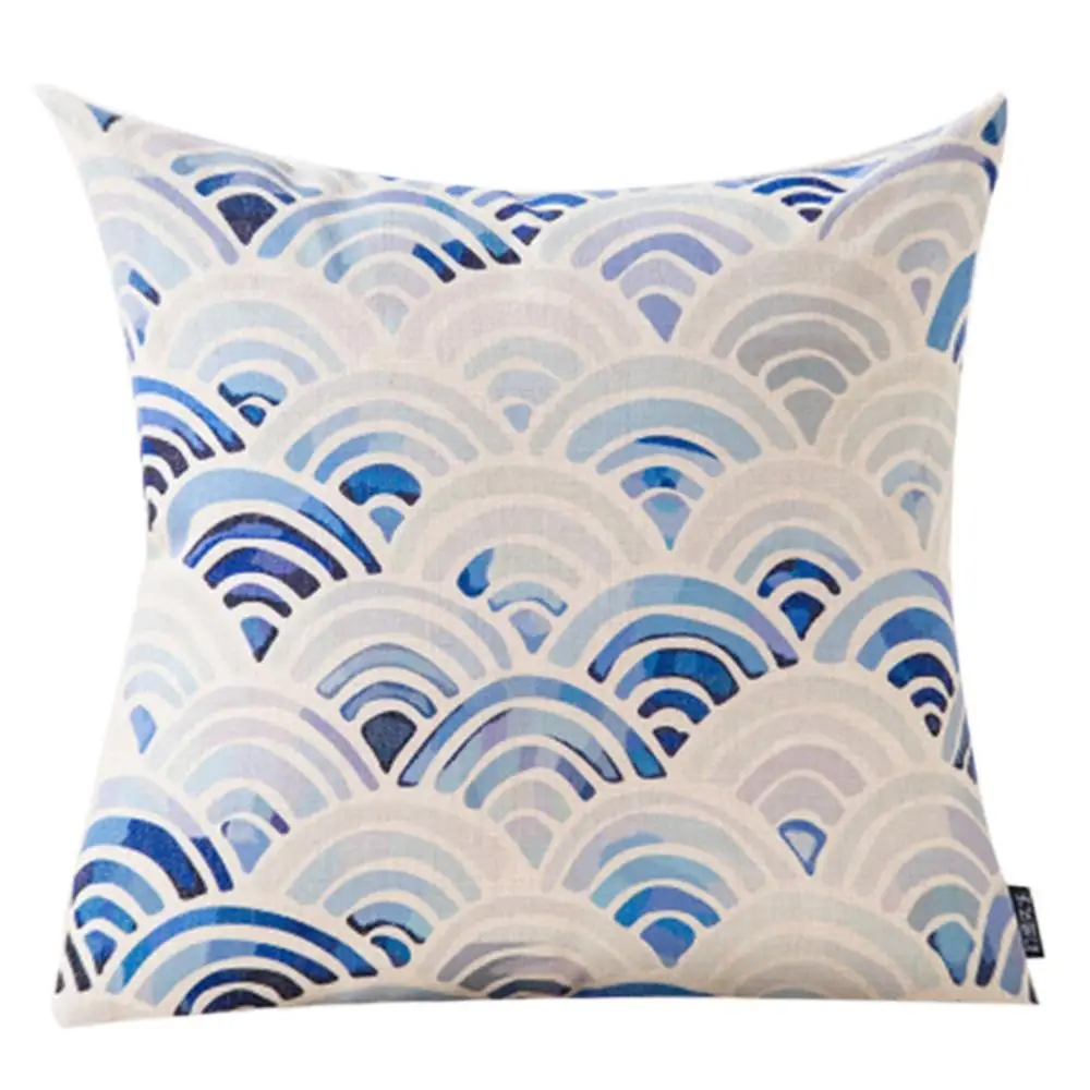 Домашний Декоративный простой чехол для подушки Синий с геометрическим рисунком