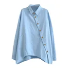 Рубашка Harajuku, на пуговицах, с отложным воротником, однотонная, весенняя, с длинным рукавом, повседневная, свободная, винтажная