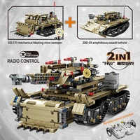 original kazi electric remote control technology building block tank car assembly model educational toy childrens gift