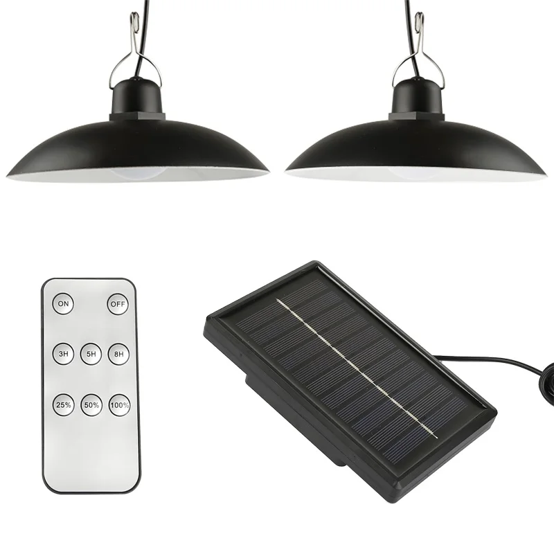 

Hot Sales 1set New Double Head Solar Pendant LED Light Outdoor Indoor Solar Lamp With Line Lighting For Home Camping Garden Yard