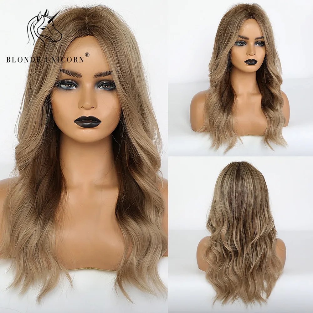 Парик синтетический женский термостойкие натуральные волнистые волосы средней