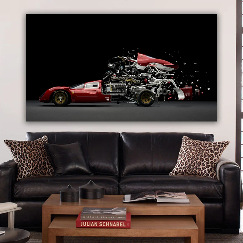 

Super sports car poster Ferraris 330P sports car retro disassembled car picture print and poster wall art canvas painting home