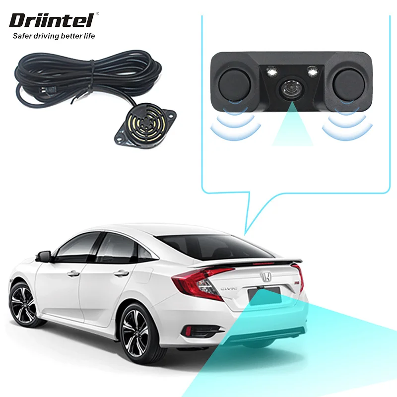 Водонепроницаемый датчик парковки Driintel 3 в 1 камера заднего вида с 2 датчиками
