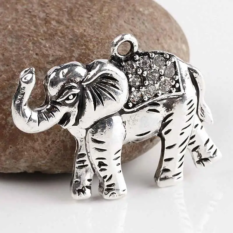Тибетский серебряный австрийский хрусталь SUNYIK слон бусины с животными подвеска