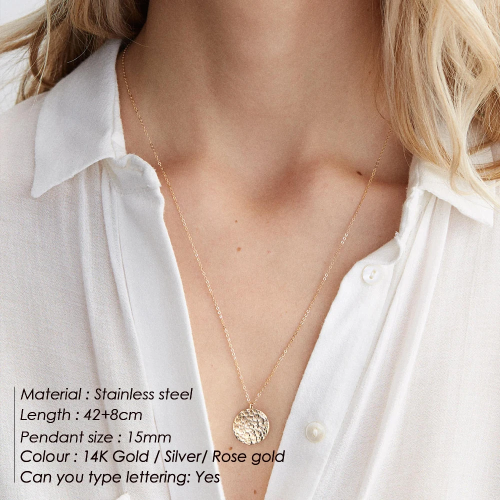 

Women Coin Pendant Necklace Simple Stainless Steel Choker Chain Birthday Anniversary Holiday Fashion Jewelry Gifts