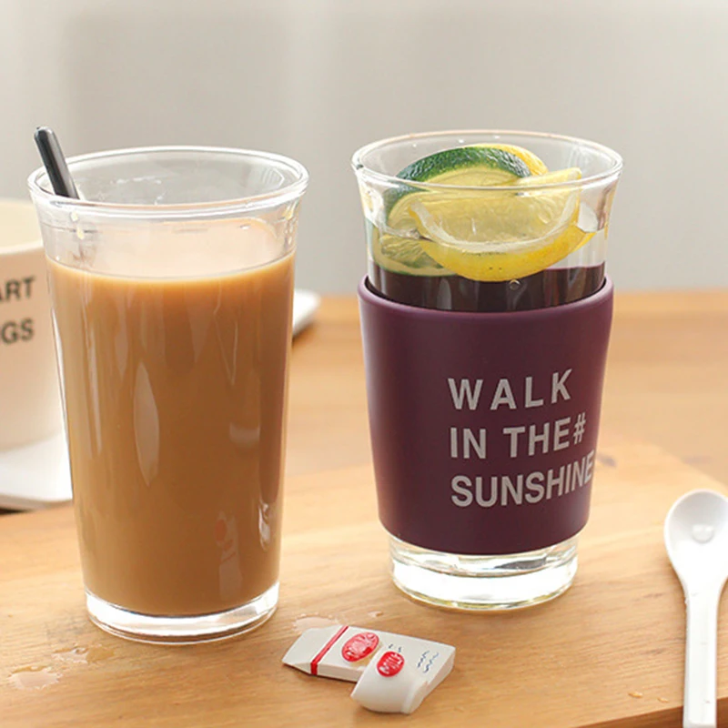 400 мл Творческий Стекло Кофе кружка с ложкой ПК Молоко Фруктовый сок Чай кружки