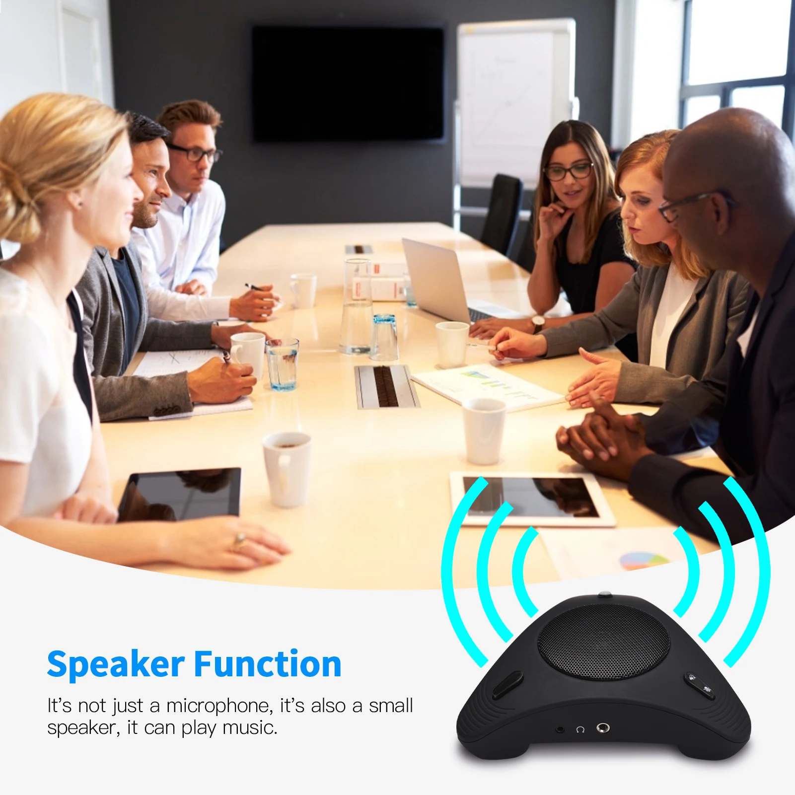 USB-микрофон для телефонной конференции с динамиком 360 ° всенаправленный микрофон