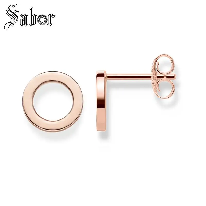 Серьги-гвоздики из розового золота круглые для вечеринки розовый подарок женщин