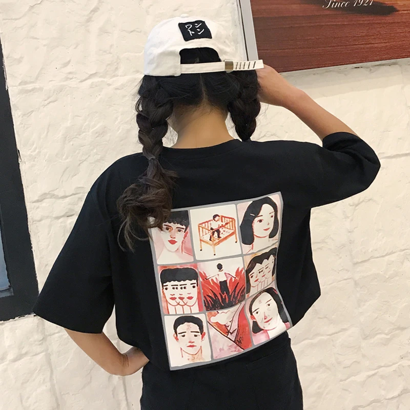 Суперпопулярная футболка INS с коротким рукавом Женский студенческий свободный