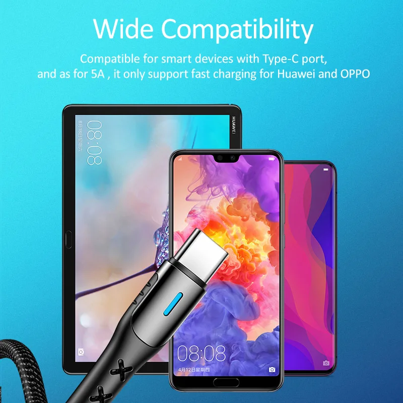Usb кабель USAMS Type C 5 А быстрой зарядки для Huawei P30 P20 Mate20 Pro OPPO передачи данных|Кабели
