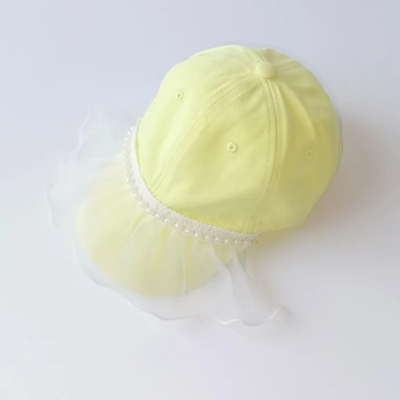 

Pearl Mesh Girls Sun Hats Spring and Summer Children's Sun Visor Pearl Thin Gauze Princess Baseball Cap Toddler Cotton Caps