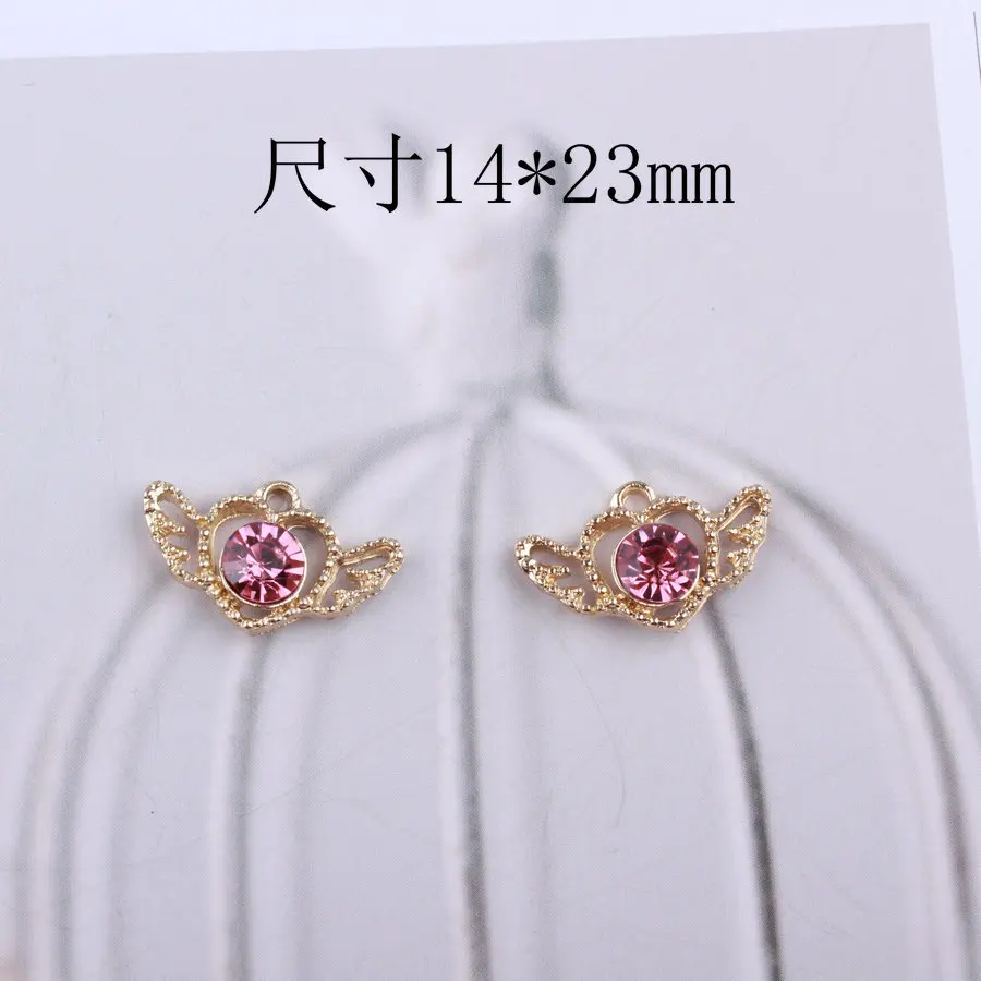 

Diy Korean Jewelry Accessories Alloy Pendant Accessories Rhinestone Hollow Love Wings
