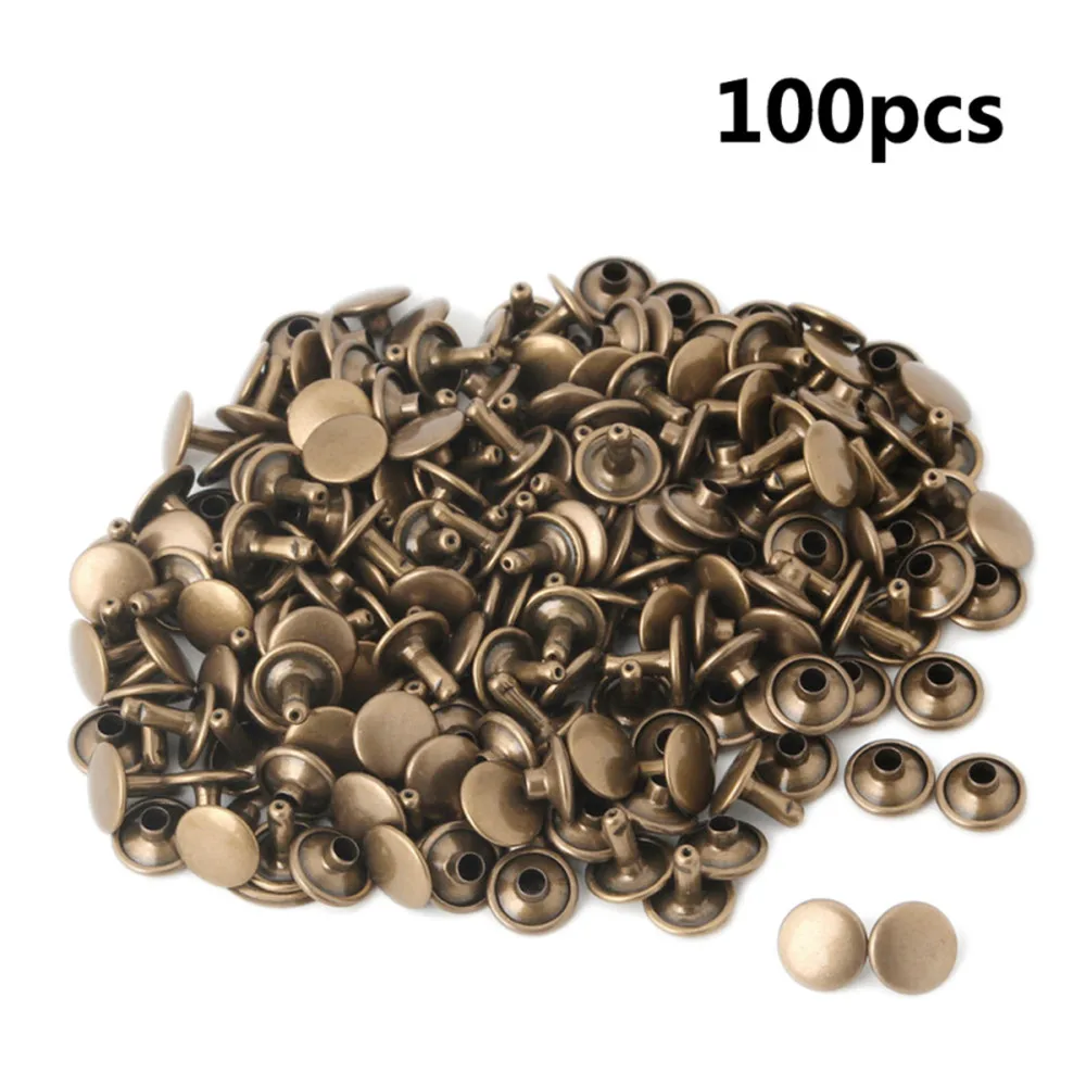 Leather Crafts 100pcs Double Cap Tubular Rapid Sewing Rivet Punk Studs Repair Setting DIY Luggage Metal Craft | Дом и сад