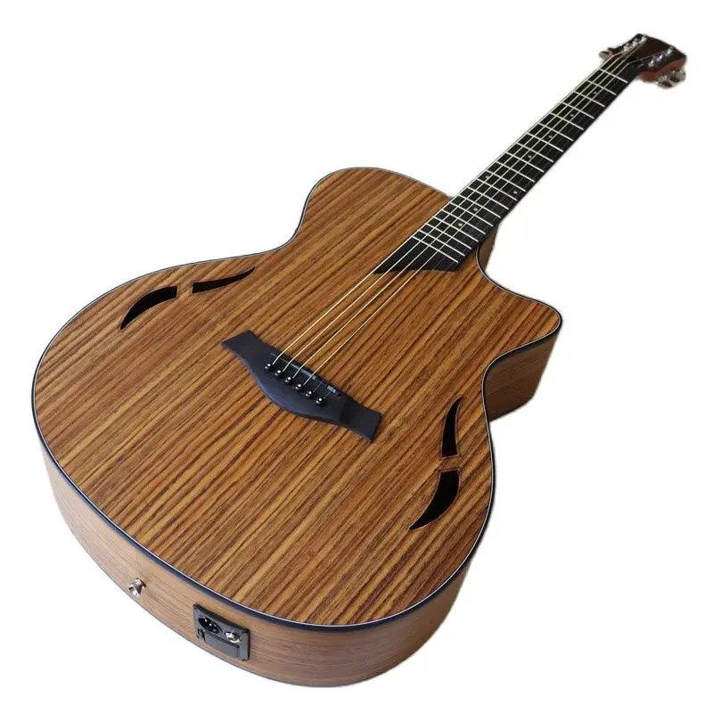 hickory top jazz 40 zoll akustische elektrische gitarre 6 string akustische gitarre natürliche farbe folk gitarre mit doppel sound loch free glob