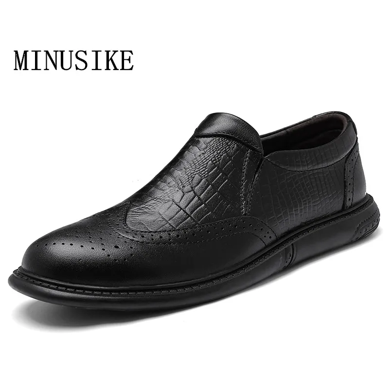 Bullock Spring Men Business Casual Scalp Cowhide Sets Dad Shoes Non-slip Formal Flats England Style Handmade oxford shoes | Обувь
