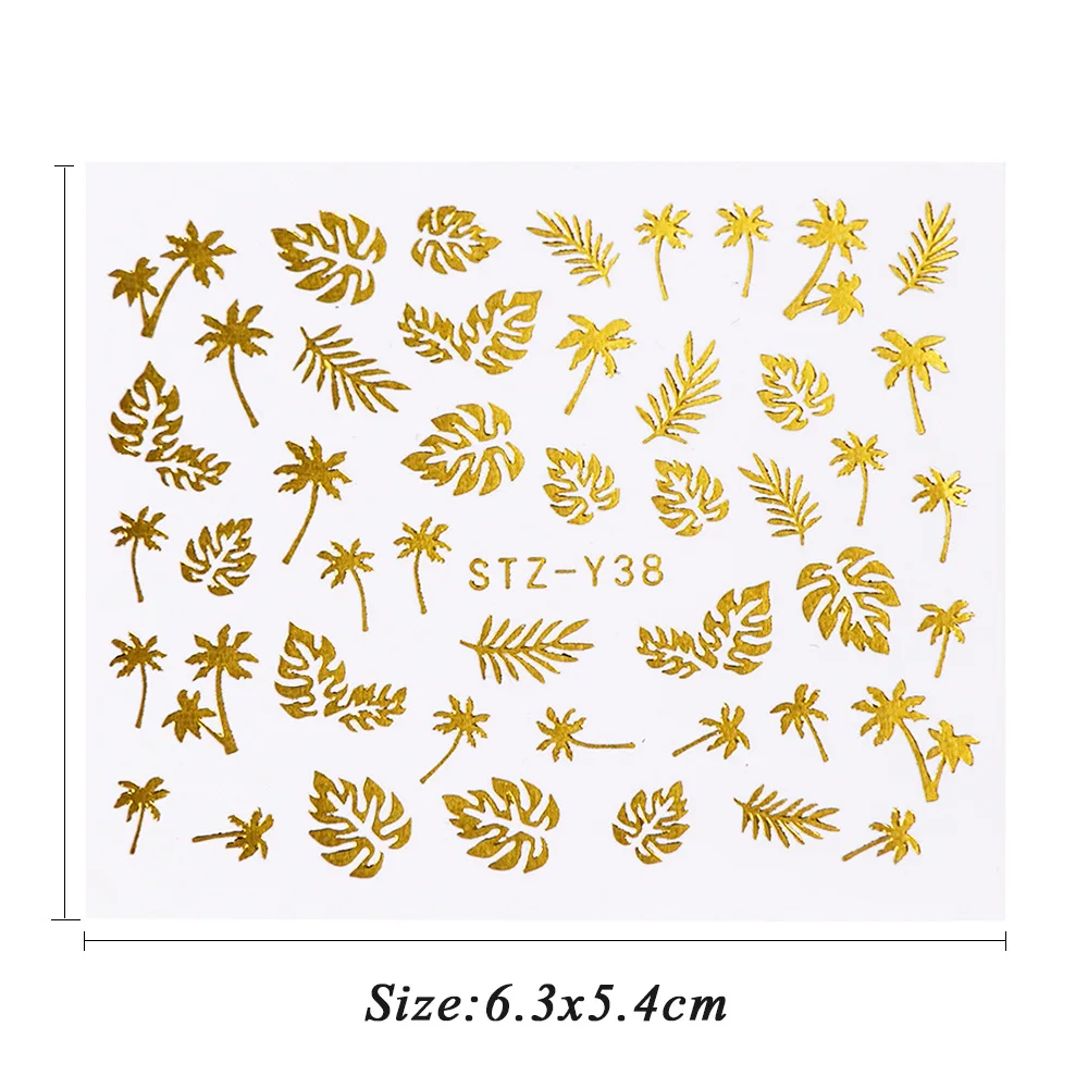 

16Pcs/Set Gold Silver Water Nail Stickers Flower Vine Gold Stars Moon Polish Manicure Accessories Nail Art Decals