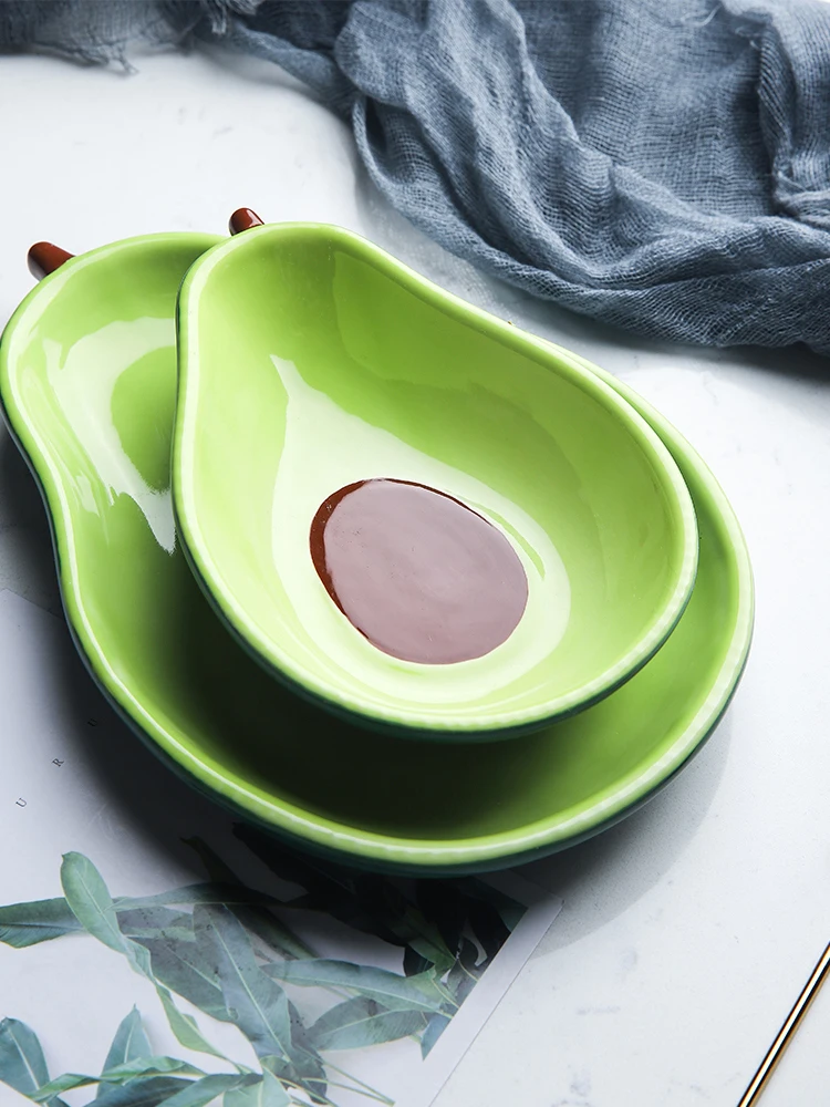 Корейская керамическая тарелка авокадо салатная миска для десерта закуска