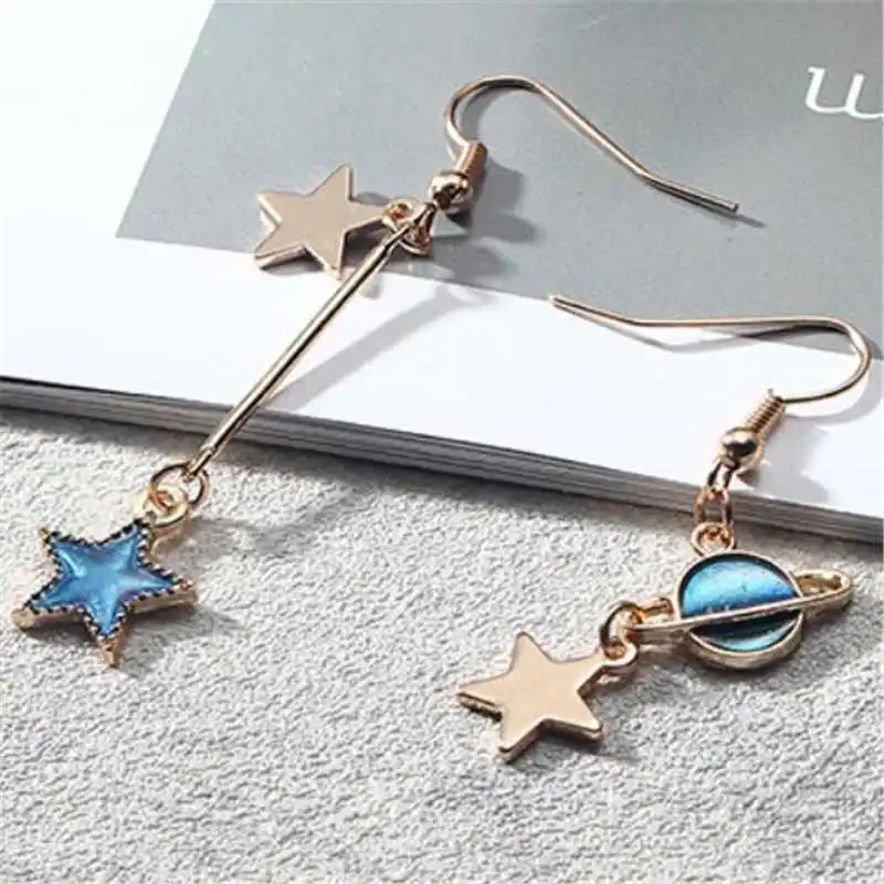 Женские Асимметричные висячие серьги в Корейском стиле Moon Star Planet | Украшения и