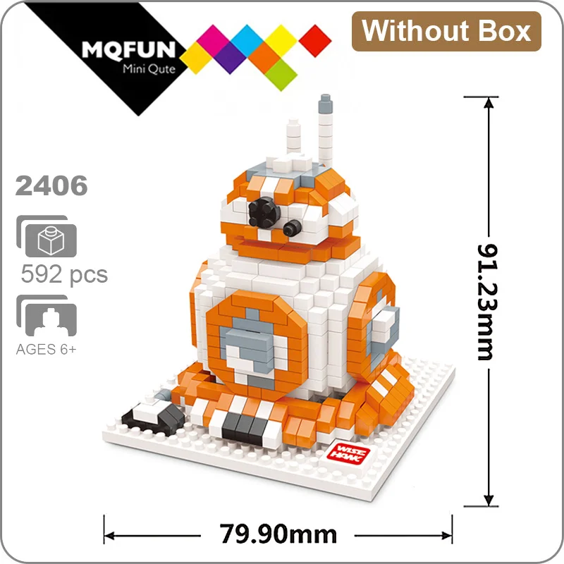 2406 Without Box Wisehawk Diamond Star fighting BB8 R2D2 XWing Дарт Вейдер пластиковый строительный блок Сборная модель фигурки обучающая игрушка - Цвет: 2406 Without Box