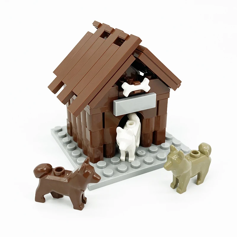 

MOC Puppy Police Dog Pet Animal Hut Dog House Kennel House Hound Assembled Building Blocks Urban Scene Accessories