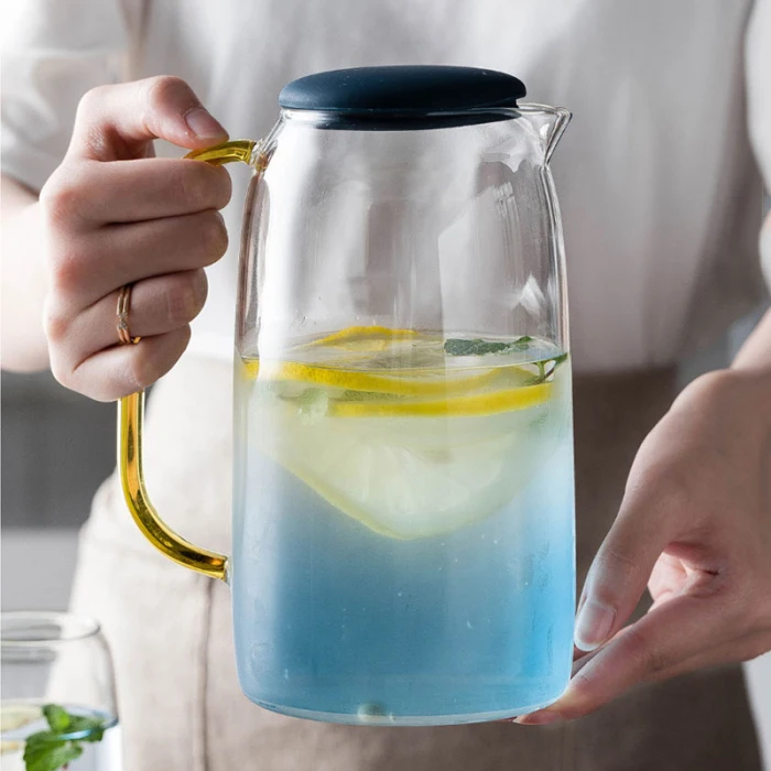 Горячая градиент цвета мрамор холодной воды стеклянная бутылка высокая термостойкость стеклянный горшок, кувшин чайник TI99