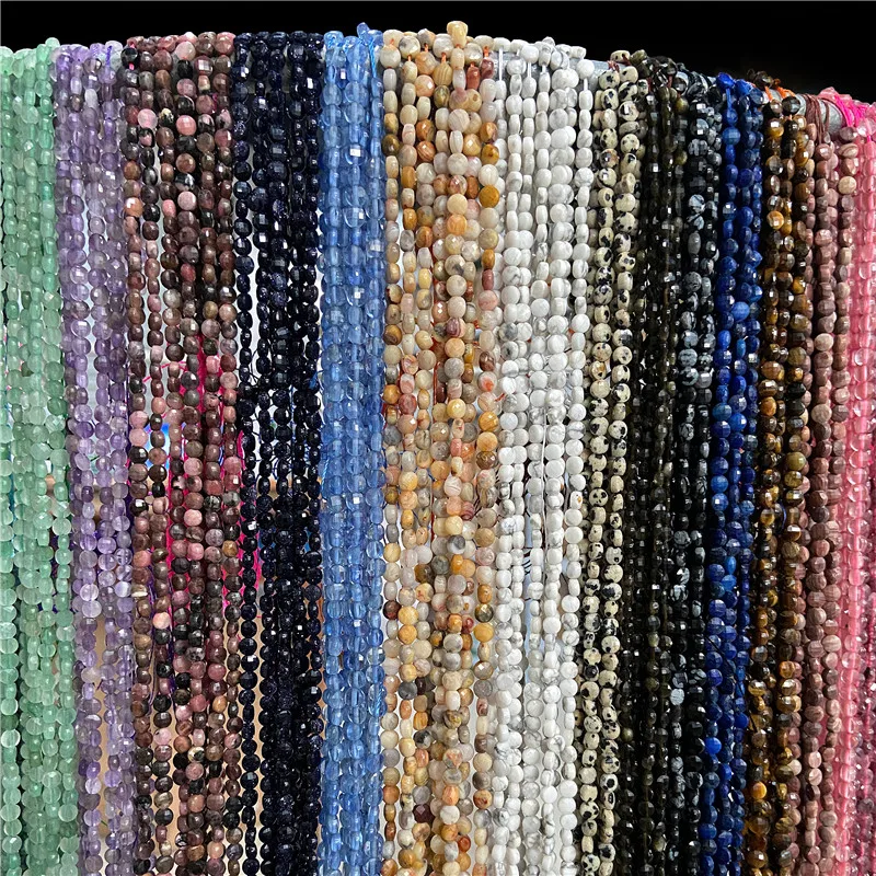 

High Quality Natural Quartzs Beads Garnet 4mm 6mm Round Flat Faceted Loose Bead For Jewelry Making Necklace Bracelet Accessories