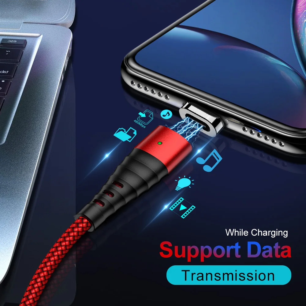 Магнитный usb-кабель Marjay для iPhone 7 8 Plus X Xs Max XR 3A быстрая зарядка PIN 2 м магнитное