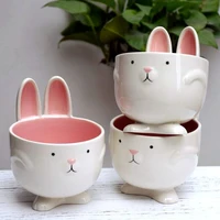 western style ceramic bowl three dimensional animal bowl lovely pink rabbit bowl salad plate dessert instant noodles disc