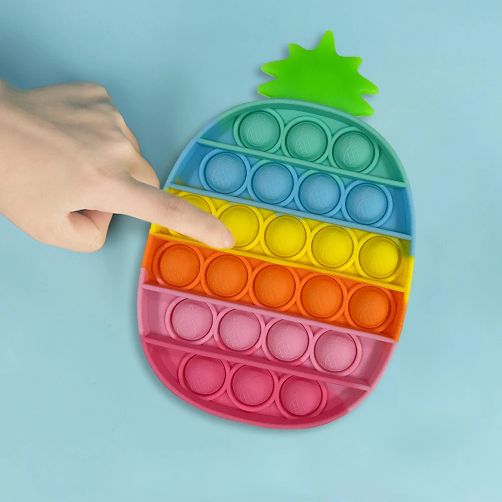 

Rainbow Push Bubble Sensory Fidget Toy Autism Squishy Stress Reliever Toys Push Bubble Ice Cream Fidget Toys