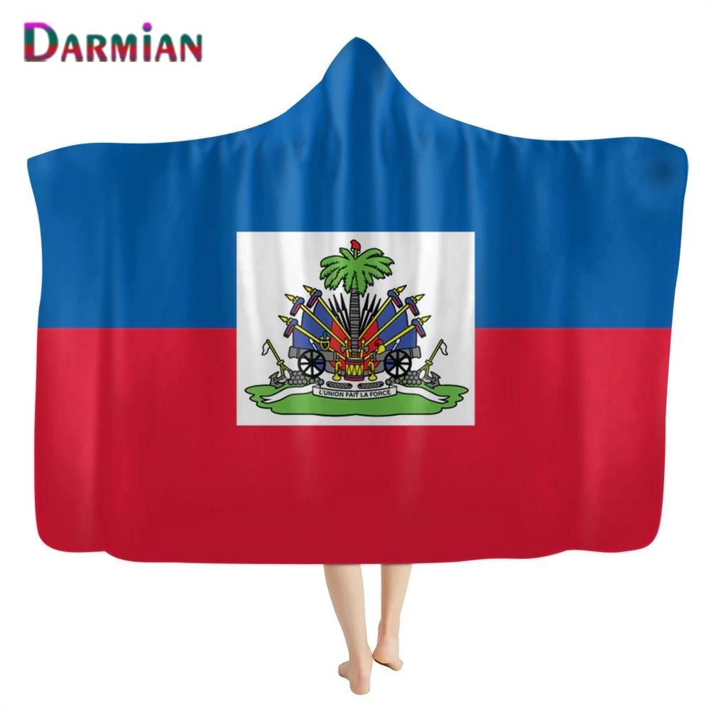 

Удобные одеяла DARMIAN с принтом флага Гаити, одеяла с капюшоном для взрослых и детей, полиэстер, флис, теплый шерпа, накидка, одеяла с капюшоном,...
