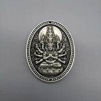 chinese tibetan silver engrave %e2%80%9cthousands hands guanyin %e2%80%9d amulet auspicious waist tag pendant metal handicraft