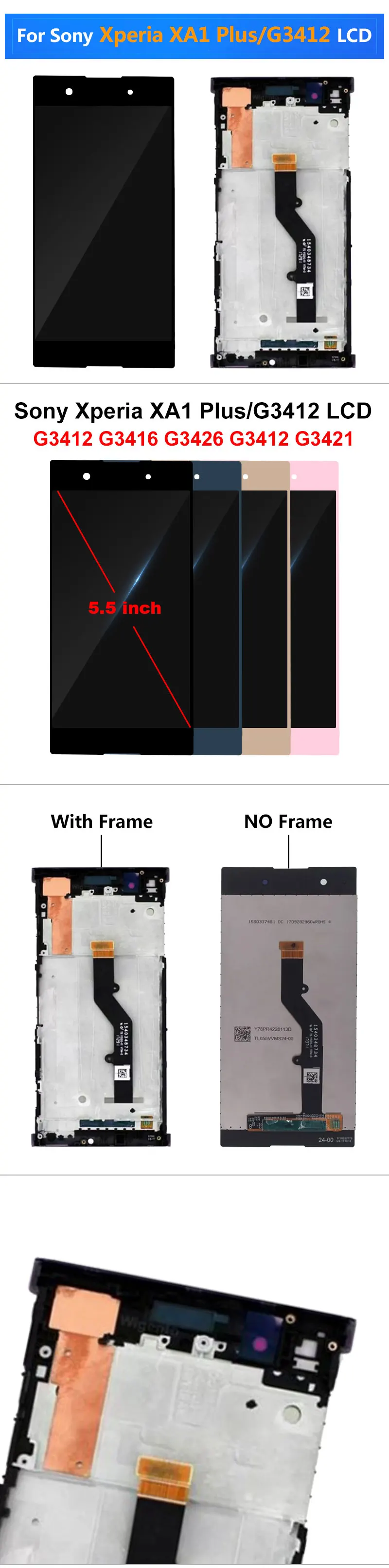 5," для sony Xperia XA1 Plus lcd G3412 G3416 G3426 G3412 G3421 Дисплей lcd сенсорный экран дигитайзер с рамкой запчасти в сборе