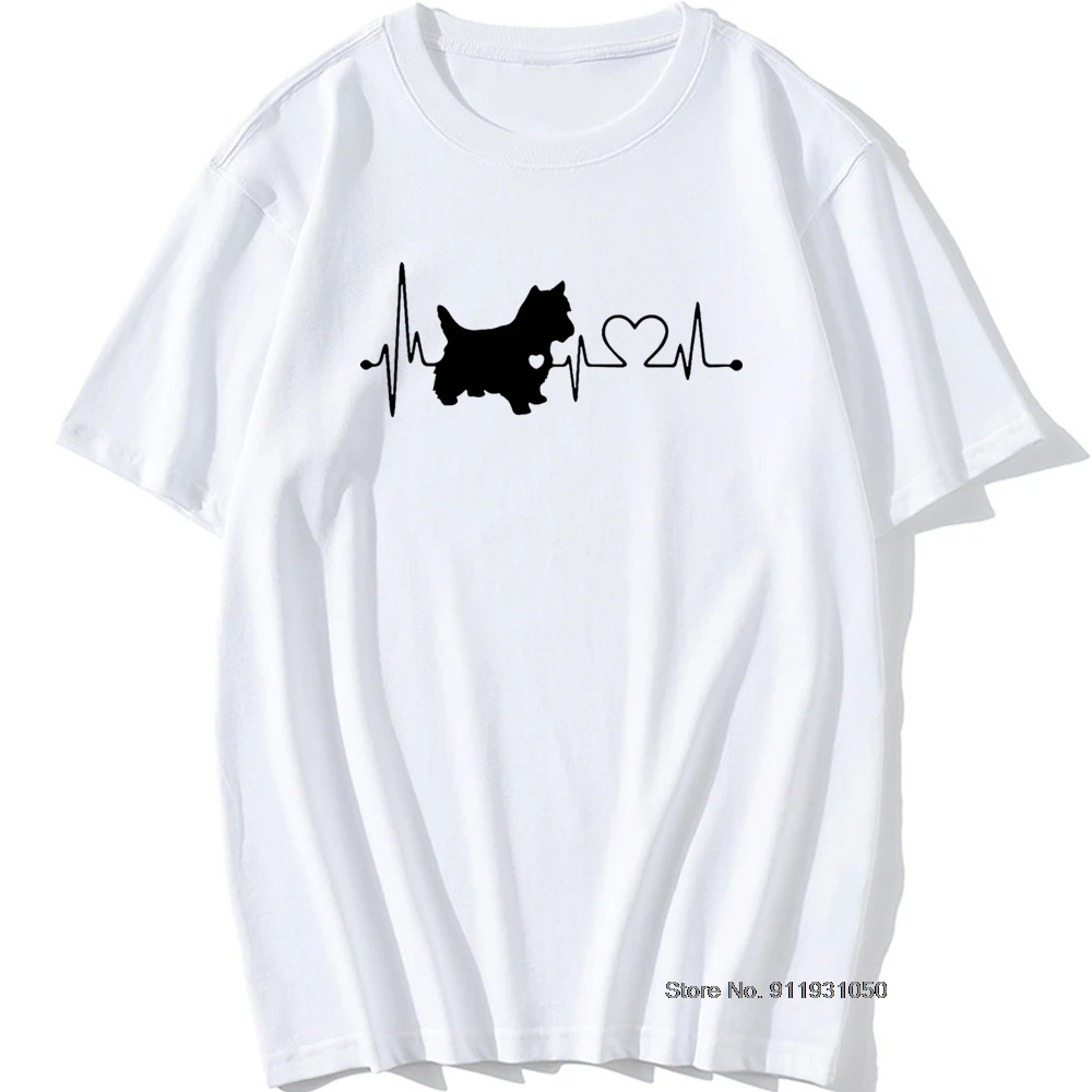 

Heartbeat Westie Shih Tzu Dog Printed Top T-shirts O Neck Cotton Short Sleeve Tees for Men Animal Tops Shirt