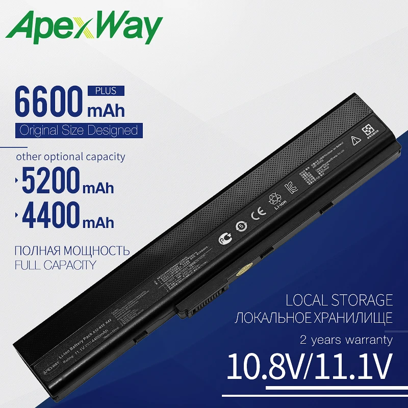 

Аккумулятор для ноутбука Asus K52 K42 X5I X62 A62 Series K52F K52J K52D K52N K52X K62 P42 X42 X52 X67 A42 A52 B53 F86, 11,1 В