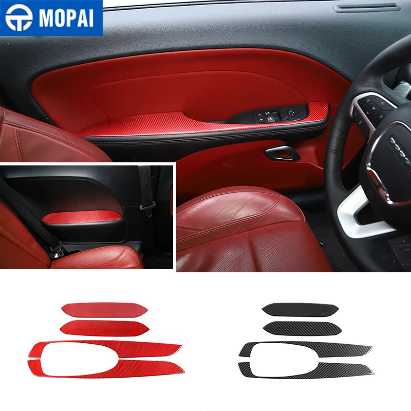 

MOPAI углеродное волокно автомобиля интерьер двери подлокотник ручка украшения крышки наклейки для Dodge Challenger 2015-2020 аксессуары