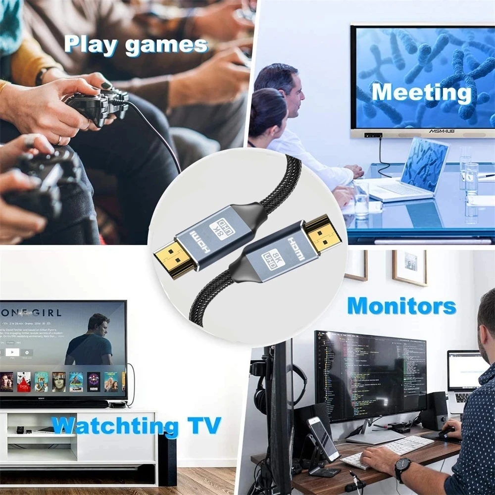 8K 48gbps HDMI-совместимый кабель 2 1 4K @ 120Hz 60Hz eARC HDR для Apple TV Roku Sony LG Samsung Xbox RTX 3080 3090 PS5 |