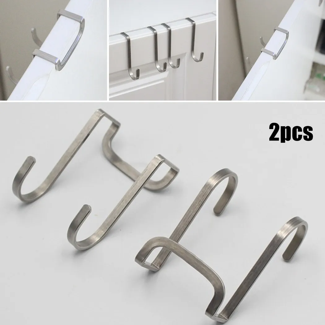 

Double Hooks Hook Drawer Hanger Holder Kitchen Metal Over Door Rack S-type