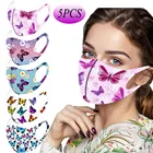 5 шт. бабочка из дышащего материала с цветочным рисунком маска для лица с принтом маски ткань защиты Pm 2,5 пыль, моющееся покрытие, многоразовые Рот Маски