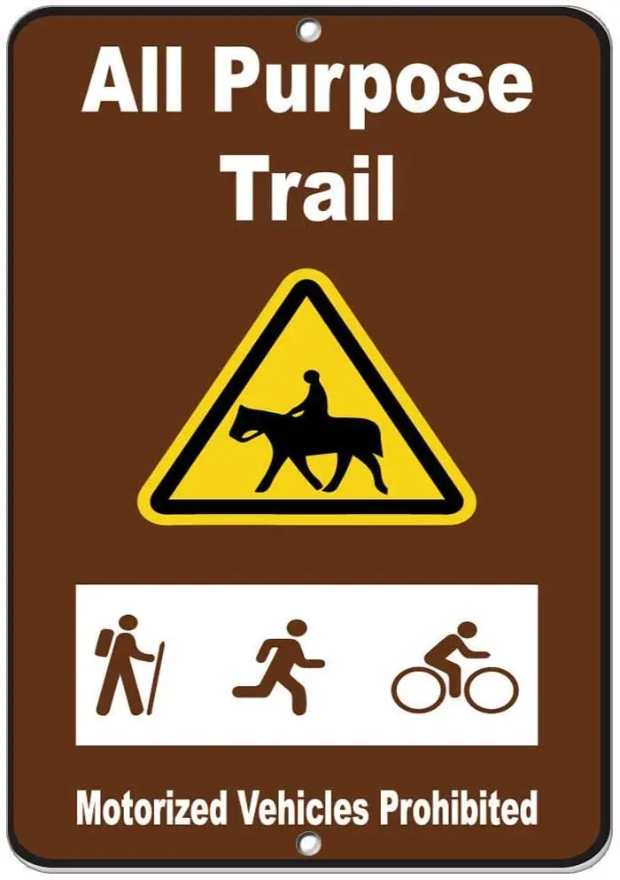 

All Purpose Trail Motorized Vehicles Prohibited Horse Ride Poster Funny Art Decor Vintage Aluminum Retro Metal Tin Sign