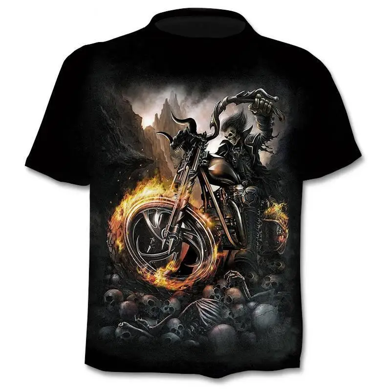 

2018 New Motorcycle Skull 3dt-shirt Men Women Fashion Hip Hop T-shirt Streetwear Pullover T Shirt Camisetas Hombre Tops Tees