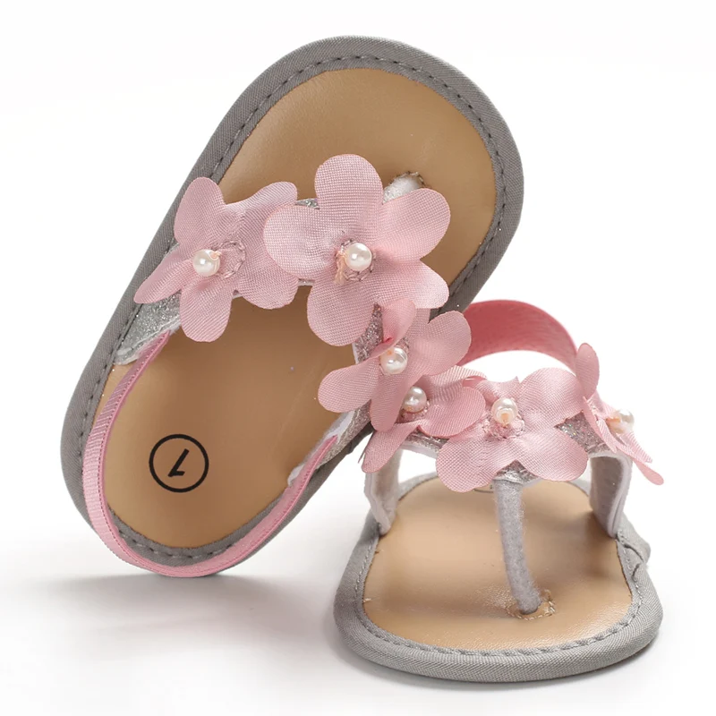 

New Baby Girl Sandals Girl Flower Pears Soft Sole Baby Shoes Newborn Prewalker Summer Girls Princess Sandals