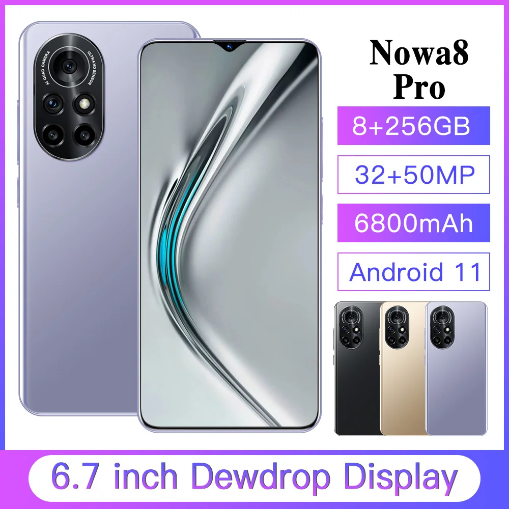 

Global Edition All new Nowa 8Pro 6.7-inch large screen 6800mAh 8G+256G layout unlock dual card 5G student photo smartphone