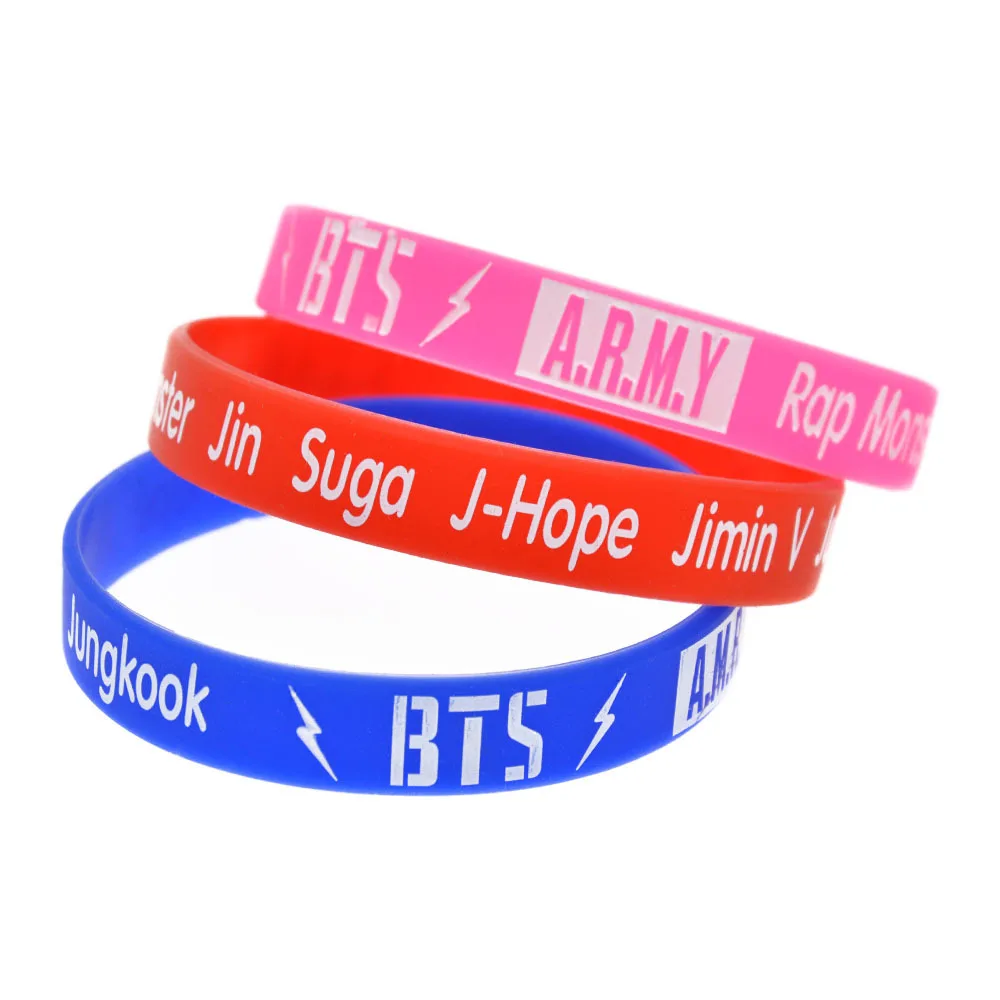 Горячие продажи Южная Корея сочетание BTS армии пуленепробиваемый Мальчики веер Группа Силиконовый гелевый Браслет Звезда раскраска браслет
