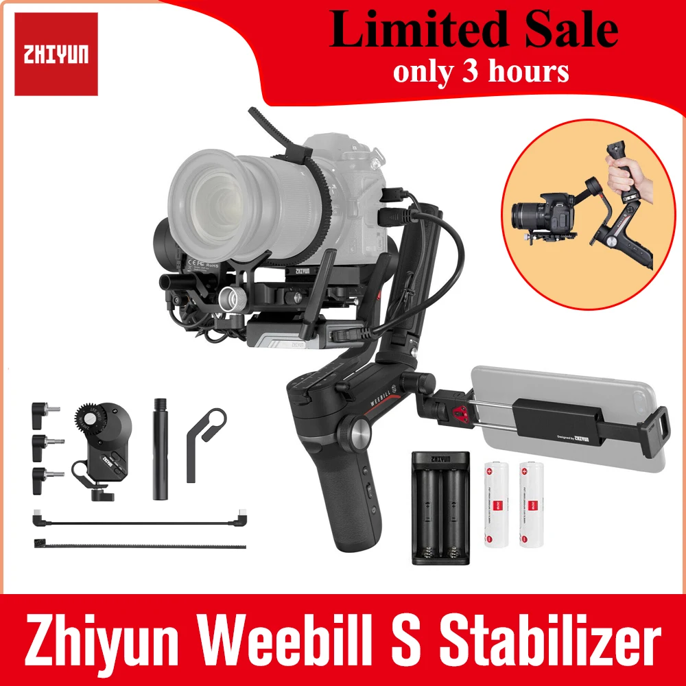 

Zhiyun Weebill S 3-Axis Handheld Stabilizer for Sony A9 a6300 Panasonic Mirrorless Cameras Zhiyun WEEBILL LAB updated Gimbal