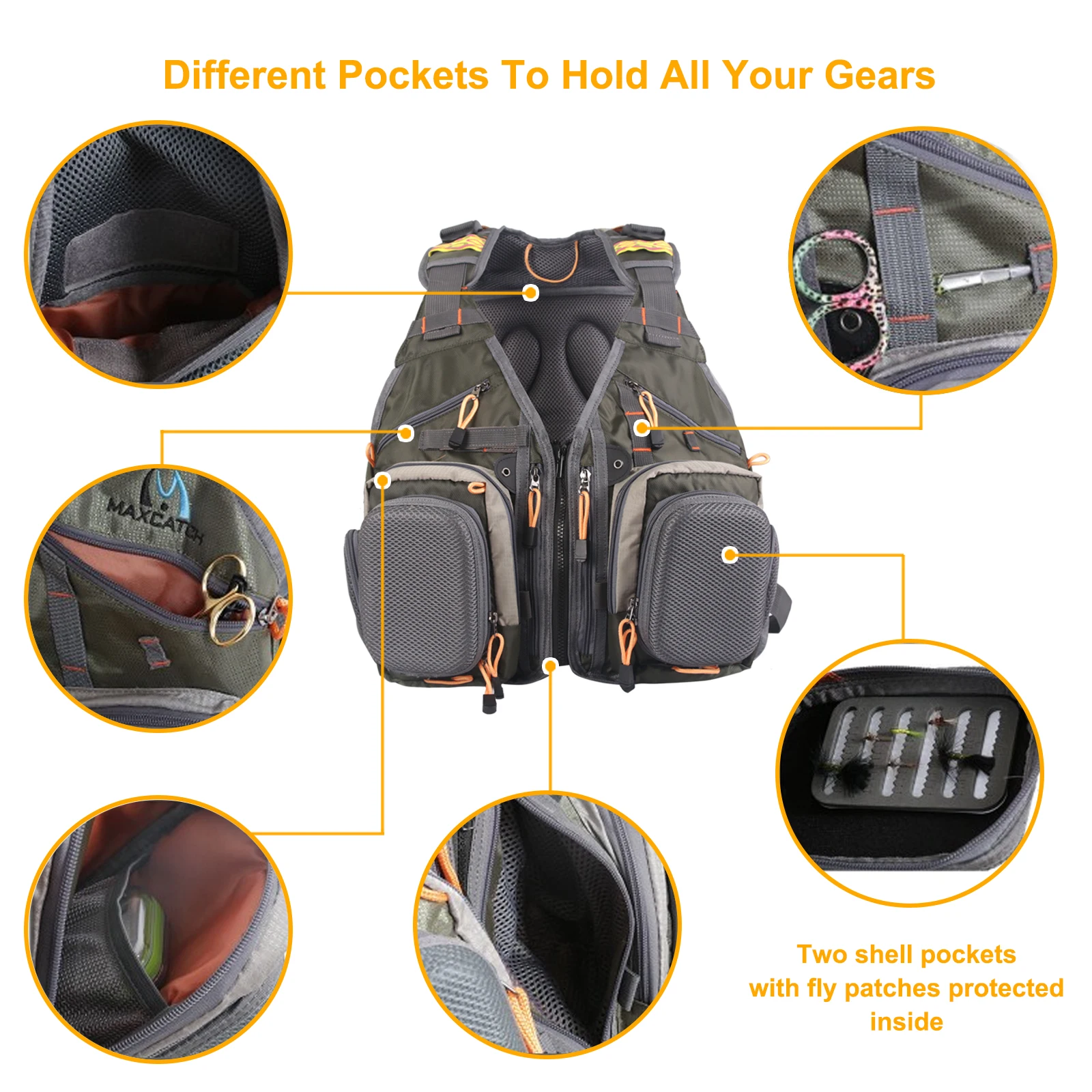 Максимальный нахлыстовой жилет рыболовная Сумка с многофункциональными