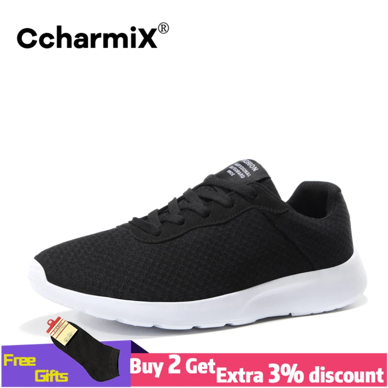 CcharmiX Men Shoes Couples Walking Sneakers Lace Up Spring Lightweight Mens Casual Breathable Male Footwear Big Size 48 |