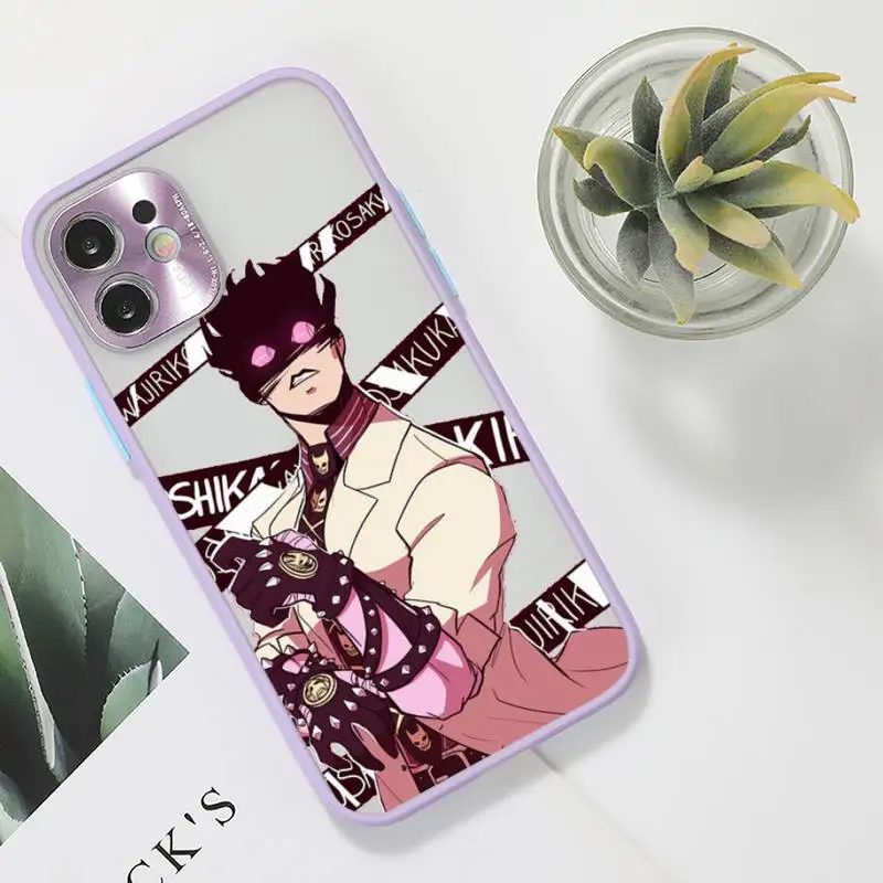 

Anime JoJo Killer Queen Phone Case For iPhone 12 11 Mini Pro XR XS Max 7 8 Plus X Matte transparent Purple Back Cover