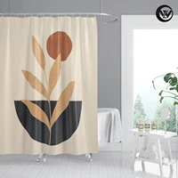 mildew resistant printed geometric leaves pattern kids bathroom bathtub curtains fashion cartoon home decor bath shower curtain